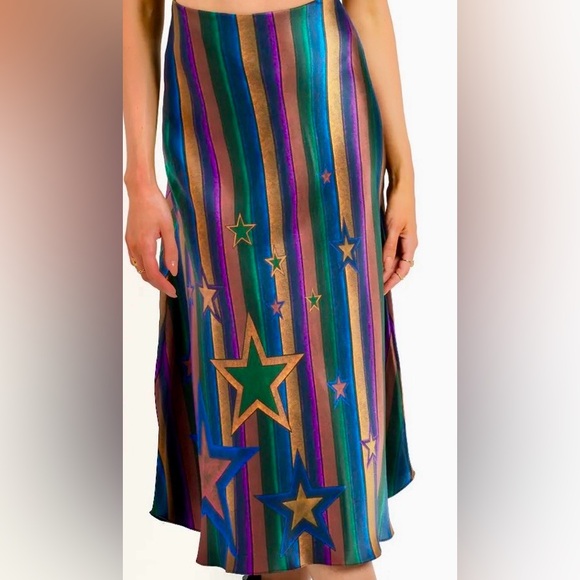 NWT Save the Parade 1969 “Sable Starr” Silk A-Line Midi Skirt ✨ - Picture 3 of 4
